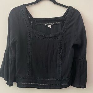 FOREVER 21 Bohemian Long Sleeve Square Neck Peasant Top Size Small